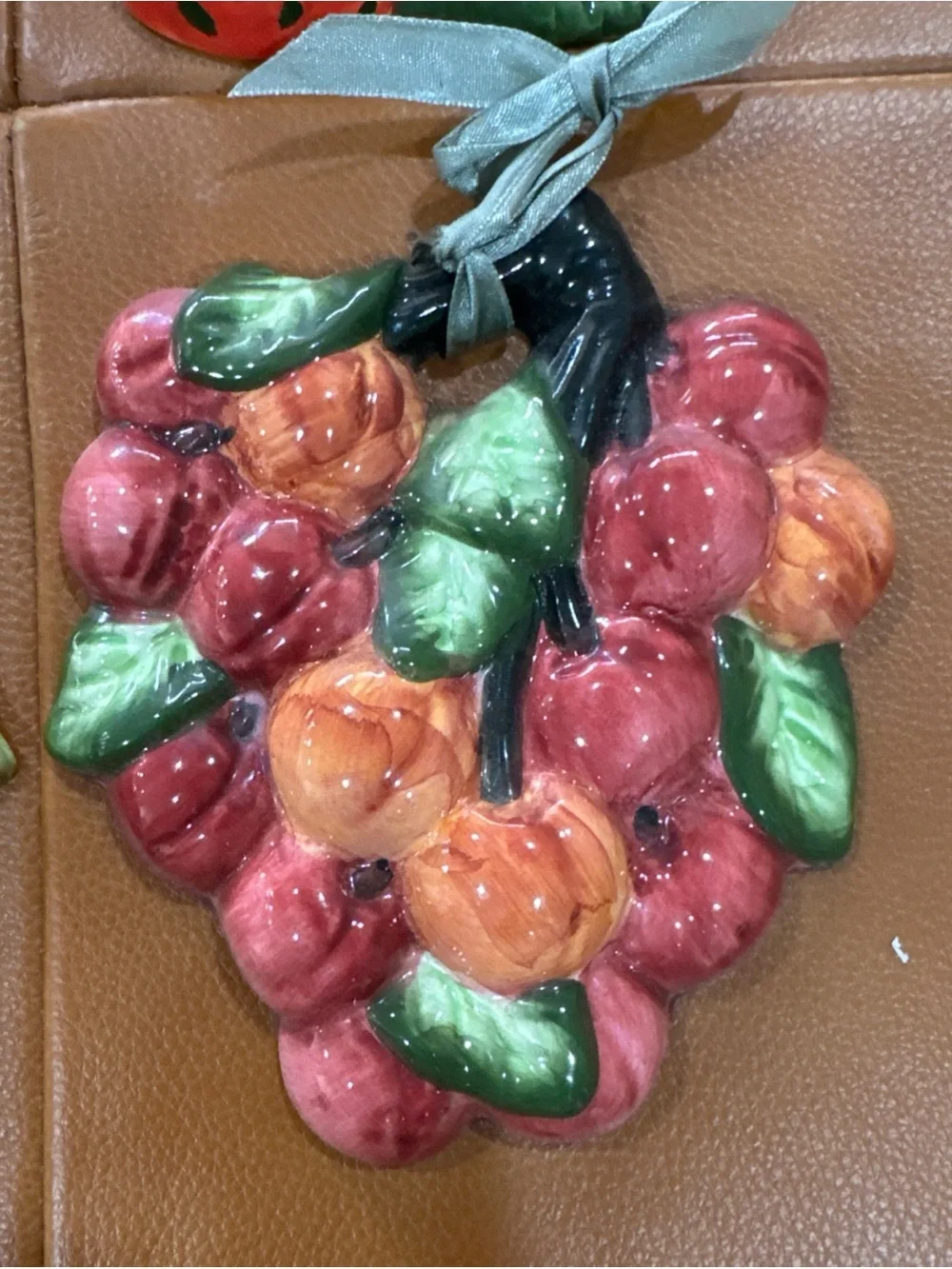 Vintage Style Ceramic Fruit Wall Decor Set of 4 Kitchen Cottagecore Retro